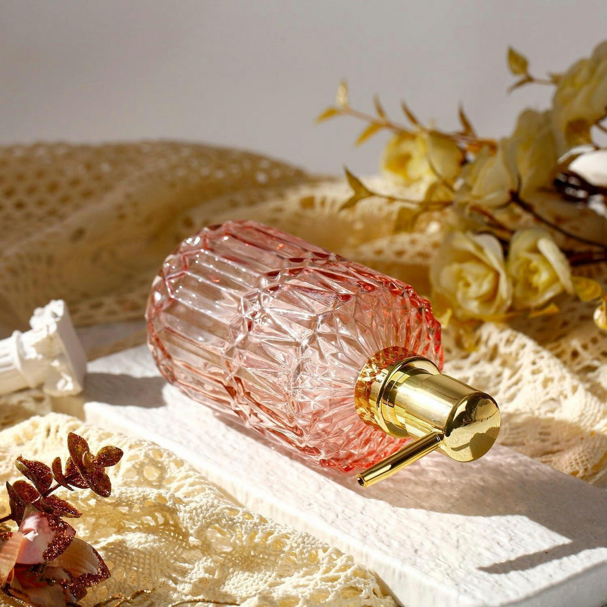 SEIFENSPENDER Glas Rosa - Rosa, Glas (8/18.5/8cm)