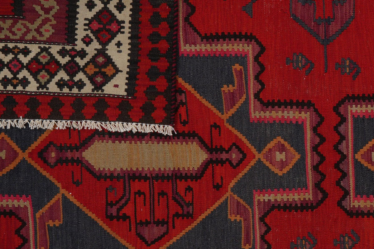 KELIM-TEPPICH handgewebt Ardebil Rot 309/177 cm Schurwolle - Rot, Textil (177/309cm) - Looma