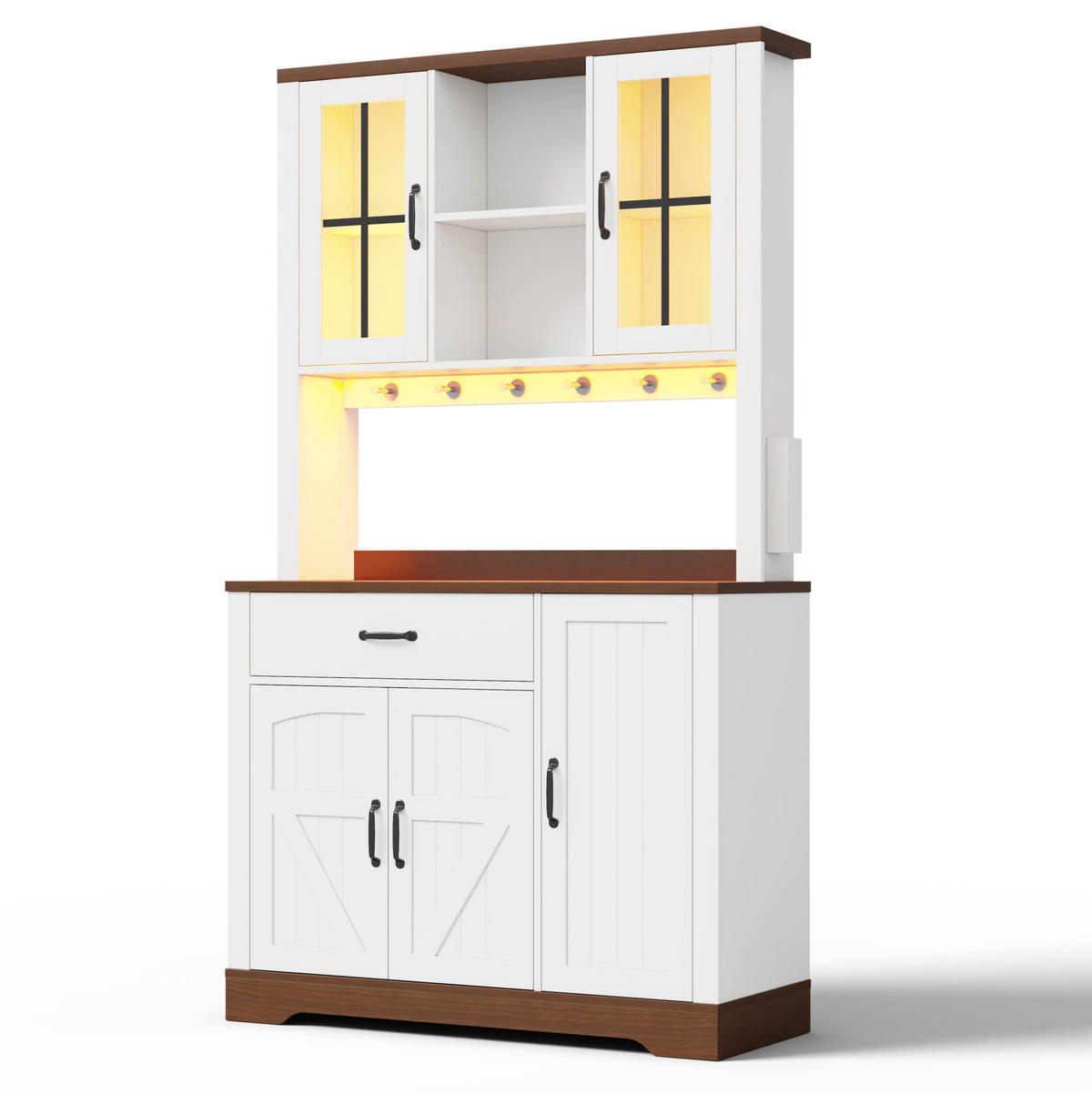 BUFFETSCHRANK 105/40/185 cm natur/weiß aus MDF mit LED - Naturfarben, Holzwerkstoff (105/185/40cm) - OKWISH