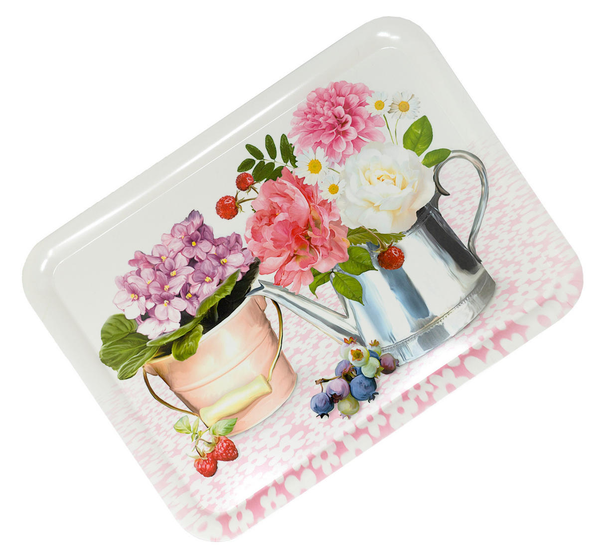 TABLETT Pfingstrose, rechteckige Melamin Serviertablett 50x37 cm - Rosa, Kunststoff (37/2/50cm) - Lashuma