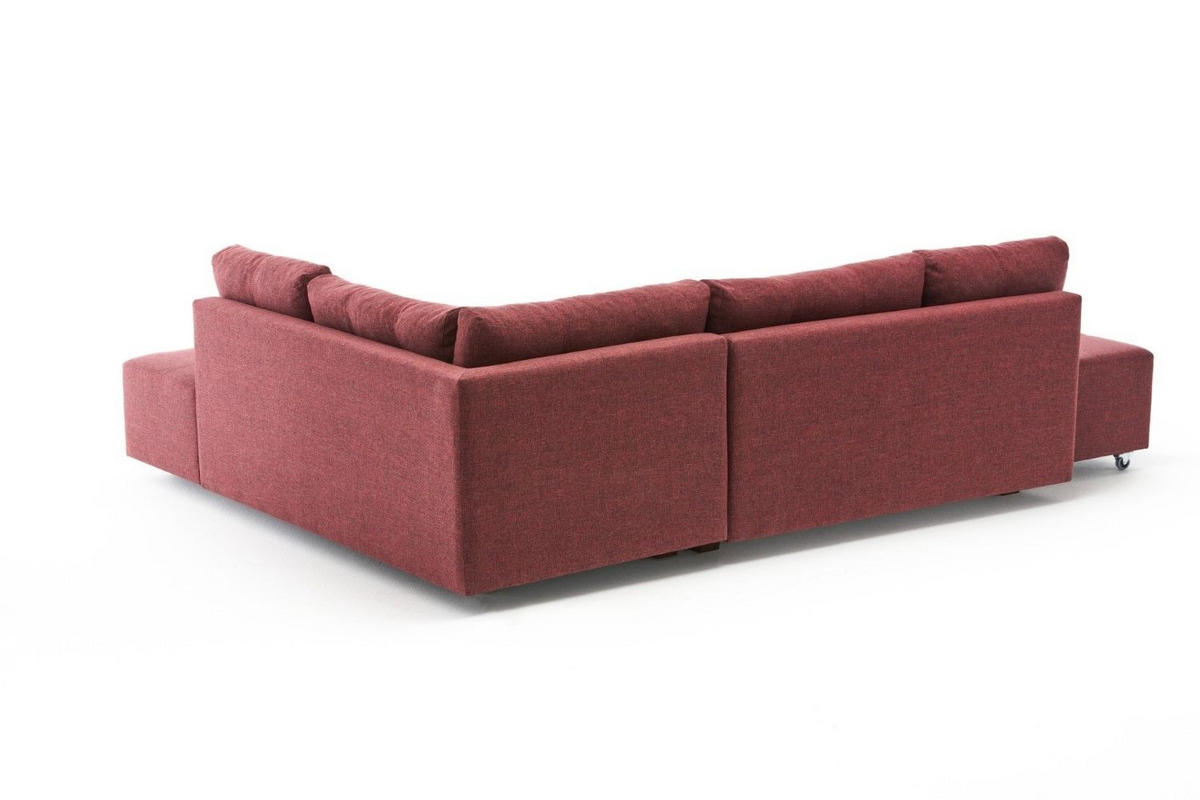 ECKSOFA mit rollbarer Schlaffunktion - Rot/Walnussfarben, Holzwerkstoff/Kunststoff (206/280cm) - myHomelando