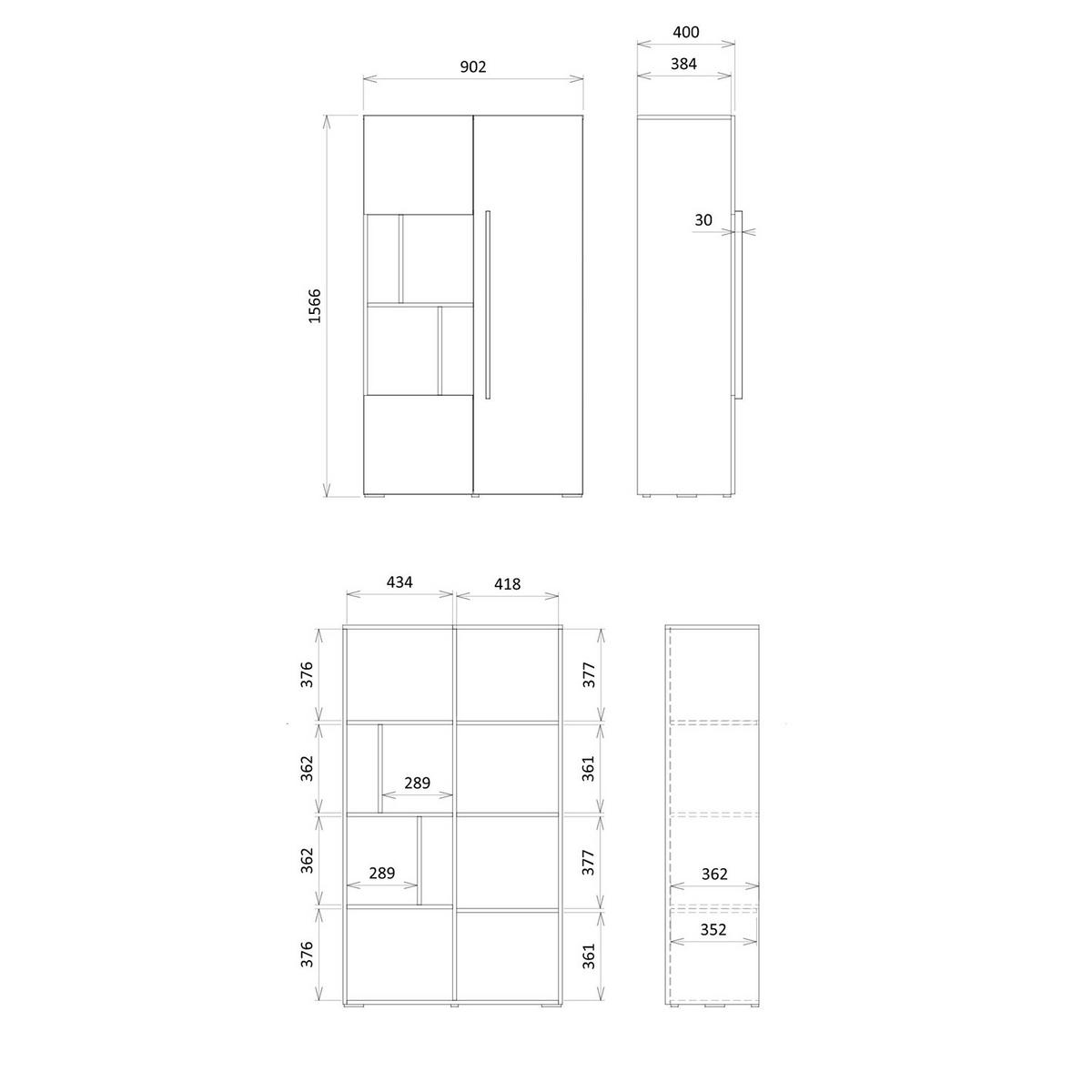BÜCHERREGAL Largo mit 3 Türen und offenen Fächern, für Jugendzimmer, 90 cm, Kaschmir/Alpaca - Kaschmir/Koralle, Holzwerkstoff (90/157/40cm) - Beautysofa