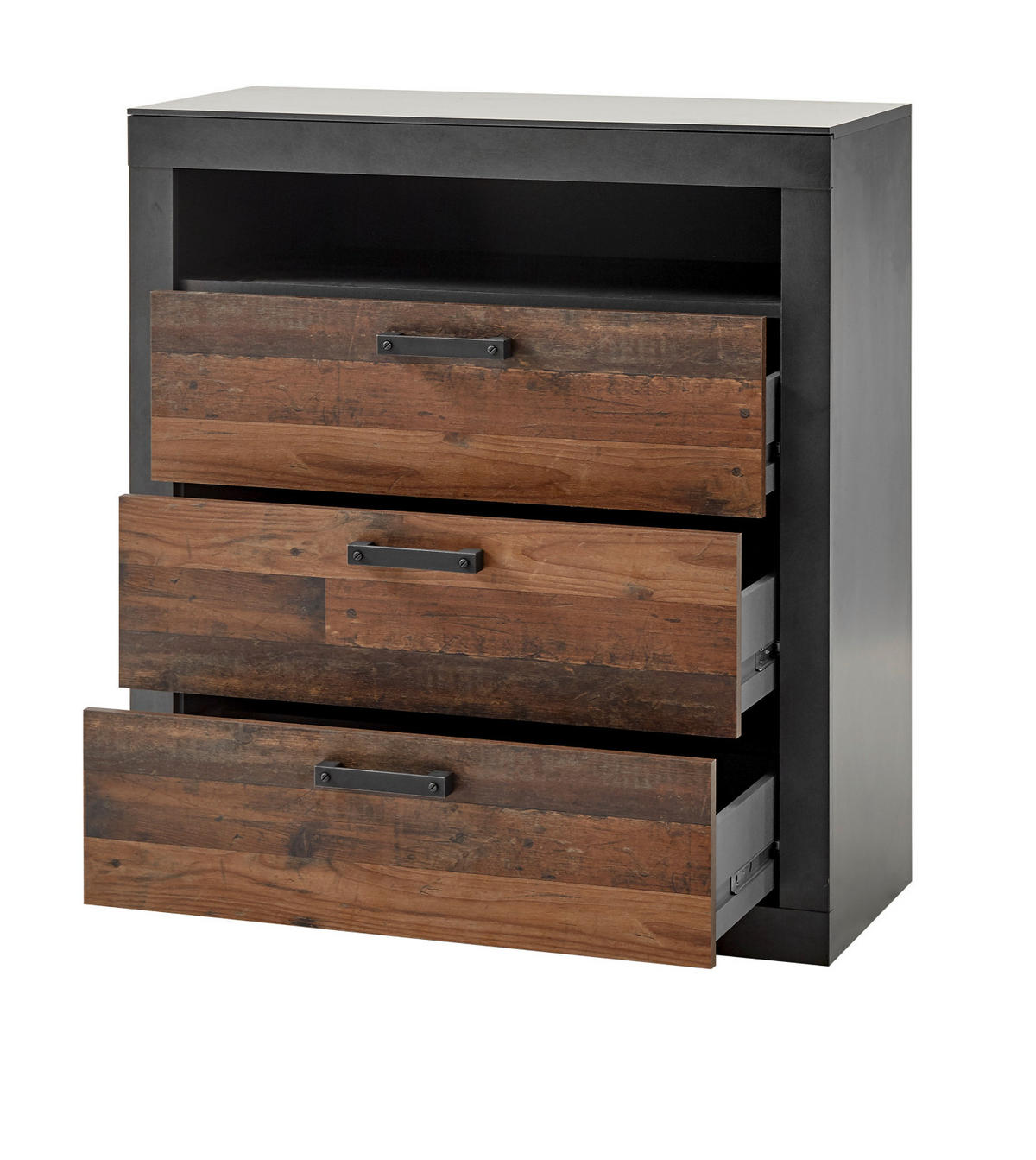 KOMMODE Old Used Wood Shabby Design mit Matera grau, 92 x 104 cm - Dunkelgrau/Braun, Holzwerkstoff/Kunststoff (92/104/40cm) - Furn.Design