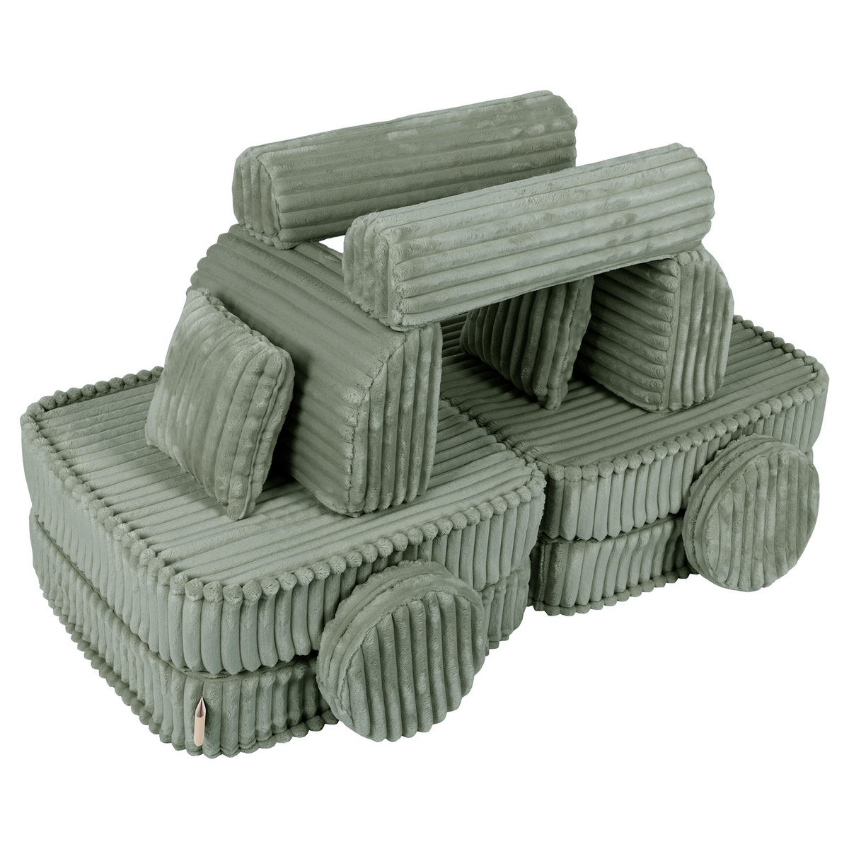 KINDERSOFA, Pocket Basic, Churros, Salboliv - Olivgrün, Textil (120/25/60cm) - MeowBaby