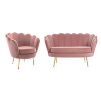 COUCHGARNITUR Muschel 2+1 - Samt - Rosafarben - DANDELION - Pink, Textil (75/78/124cm) - Pascal Morabito