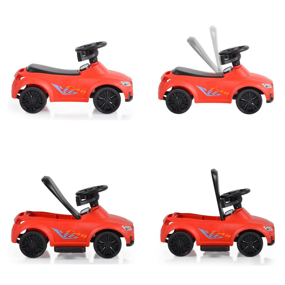 RUTSCHER Victory 2 in 1 rot Rutscher mit Griff Lehne Fußstütze Musikfunktion - Rot, Kunststoff (87/66/41cm) - Moni