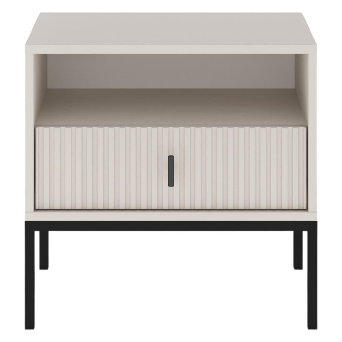 NACHTTISCH Marvello mit 1 Schublade, Kaschmir+Schwarz - Kaschmir/Schwarz, Holzwerkstoff/Metall (54/52/39cm) - Beautysofa