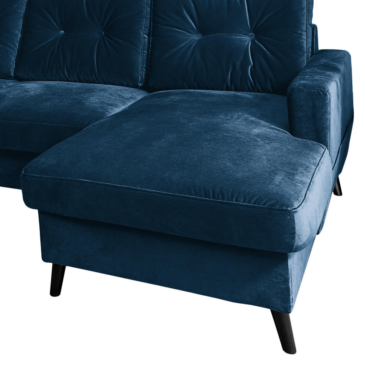 WOHNLANDSCHAFT mit Longchair - Schwarz/Dunkelblau, Buchenholz/Textil (297/90/200cm) - home24