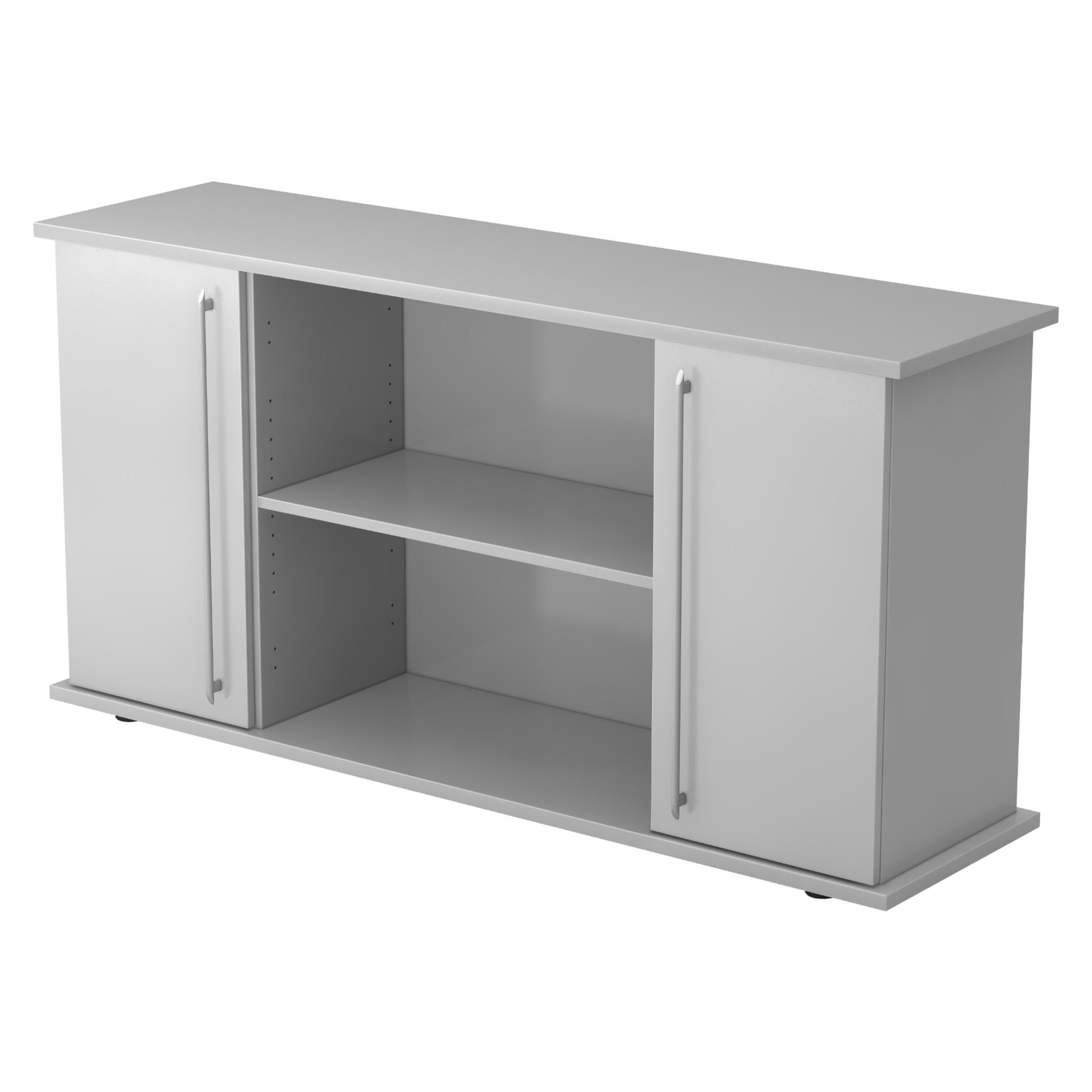 SIDEBOARD mit 2 Flügeltüren 44,8/166,1/84 cm in Grau Relinggriff (Kunststoff) - Grau, Holzwerkstoff (166.1/84/44.8cm) - bümö