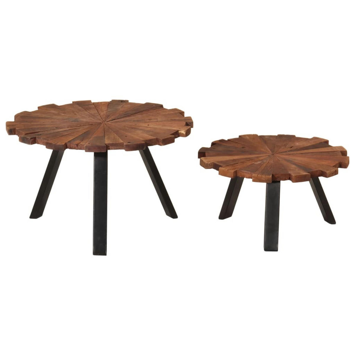 COUCHTISCHE 2 Stk. Altholz Massiv und Eisen - Braun, Holz (54/1/34cm) - furnicato