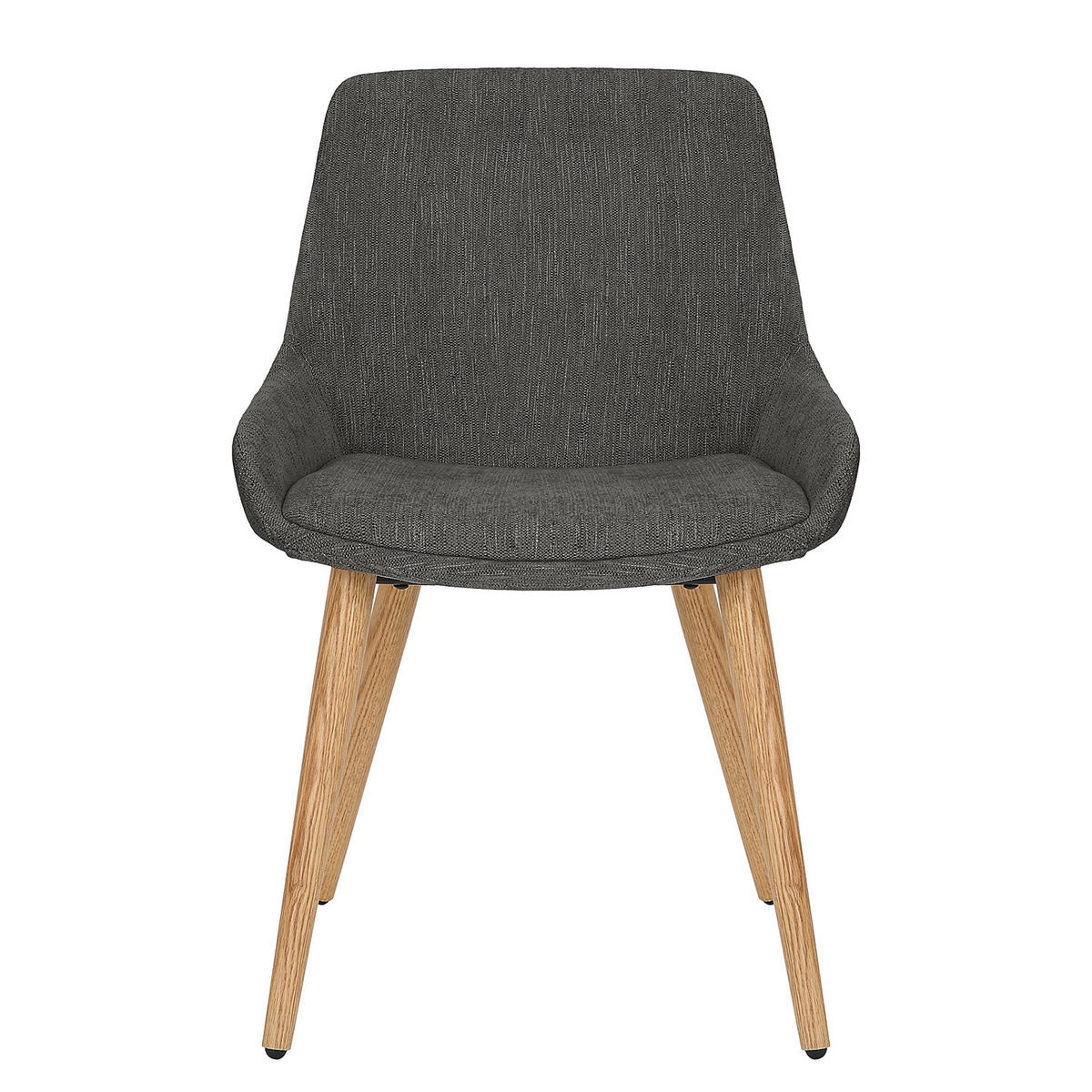 POLSTERSTUHL - 2er-Set - Webstoff / Eiche massiv - Dunkelgrau, Eichenholz/Holz (53/83/54cm) - home24
