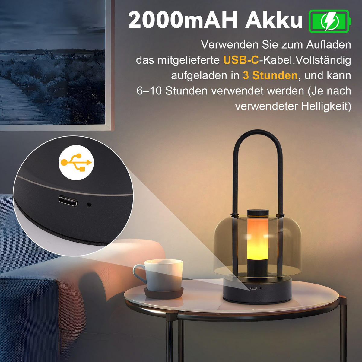 TISCHLAMPE Jannq 13/13/24.5 cm - Schwarz, Metall (24.5/13/13cm) - ZMH