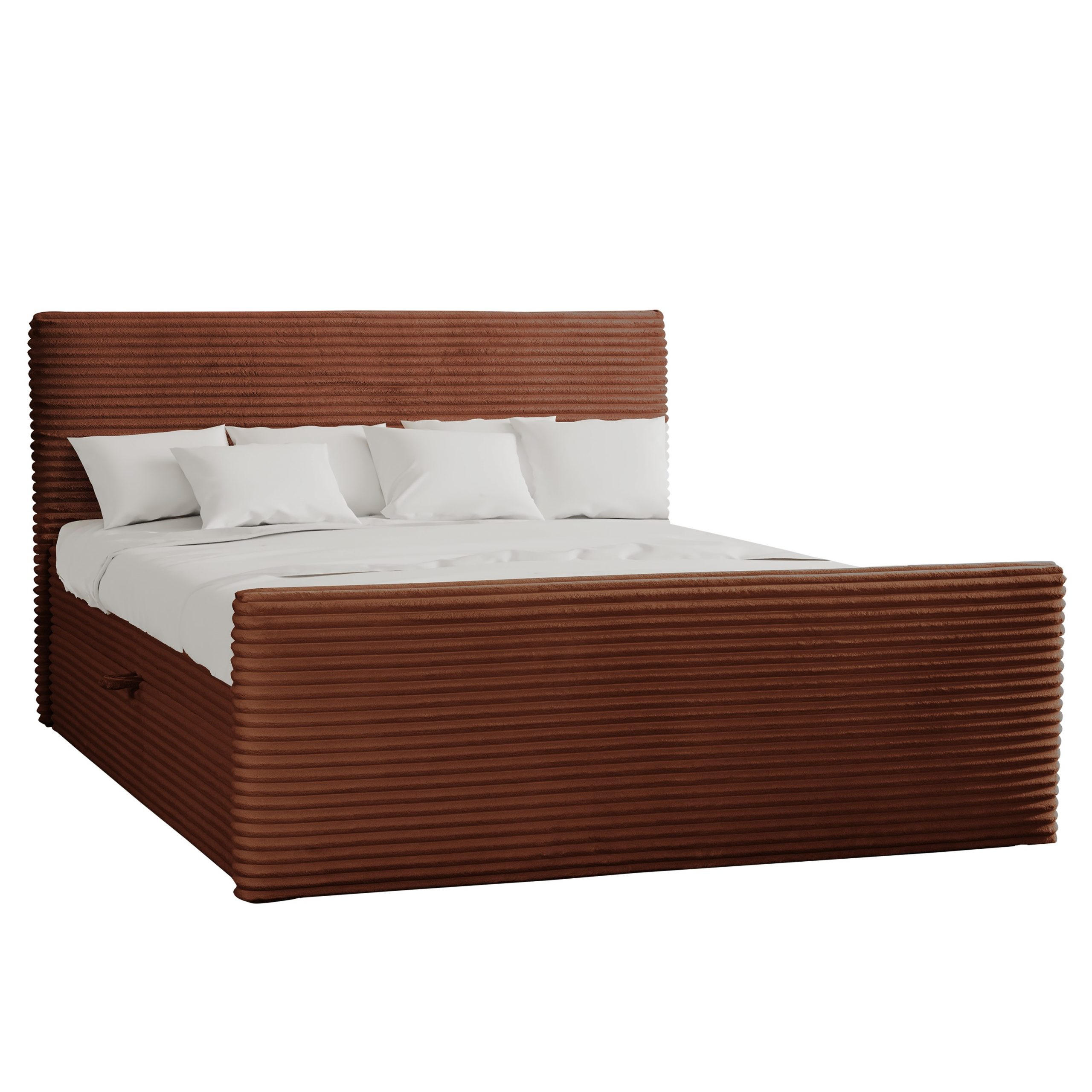 BOXBETT Mit Bettkasten Und Topper TRENTO Stoff Plüsch Cord 160x200 cm Kupfer H3-Bonell - Kupferfarben, Holz/Textil (160/200cm) - Kaiser Möbel