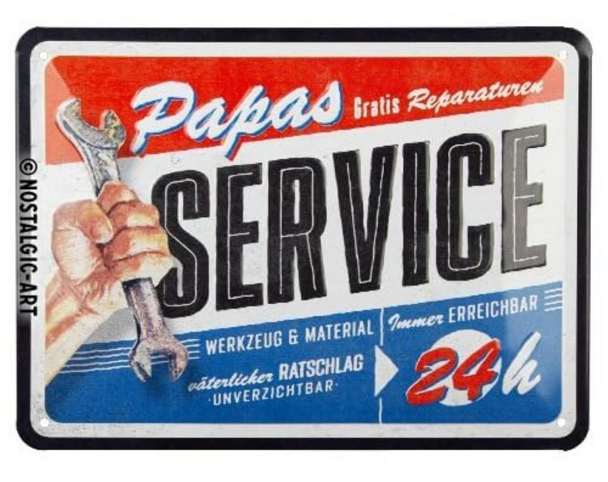 BLECHSCHILD 15/20 cm Papas Service - Multicolor, Metall (20/15/0.5cm) - Nostalgic-Art