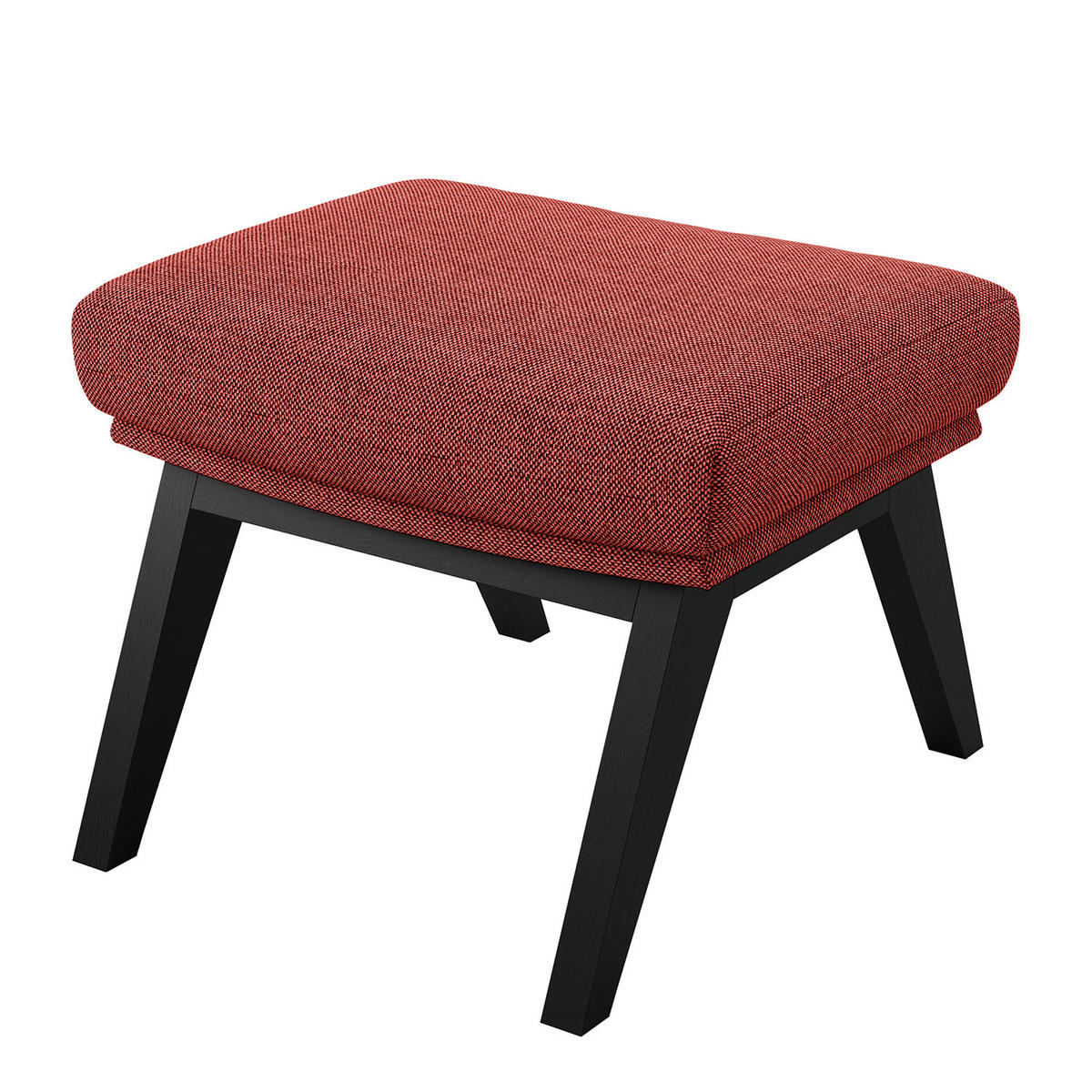 HOCKER mit Holzfüßen - Rot/Schwarz, Birkenholz/Textil (54/41/41cm) - home24