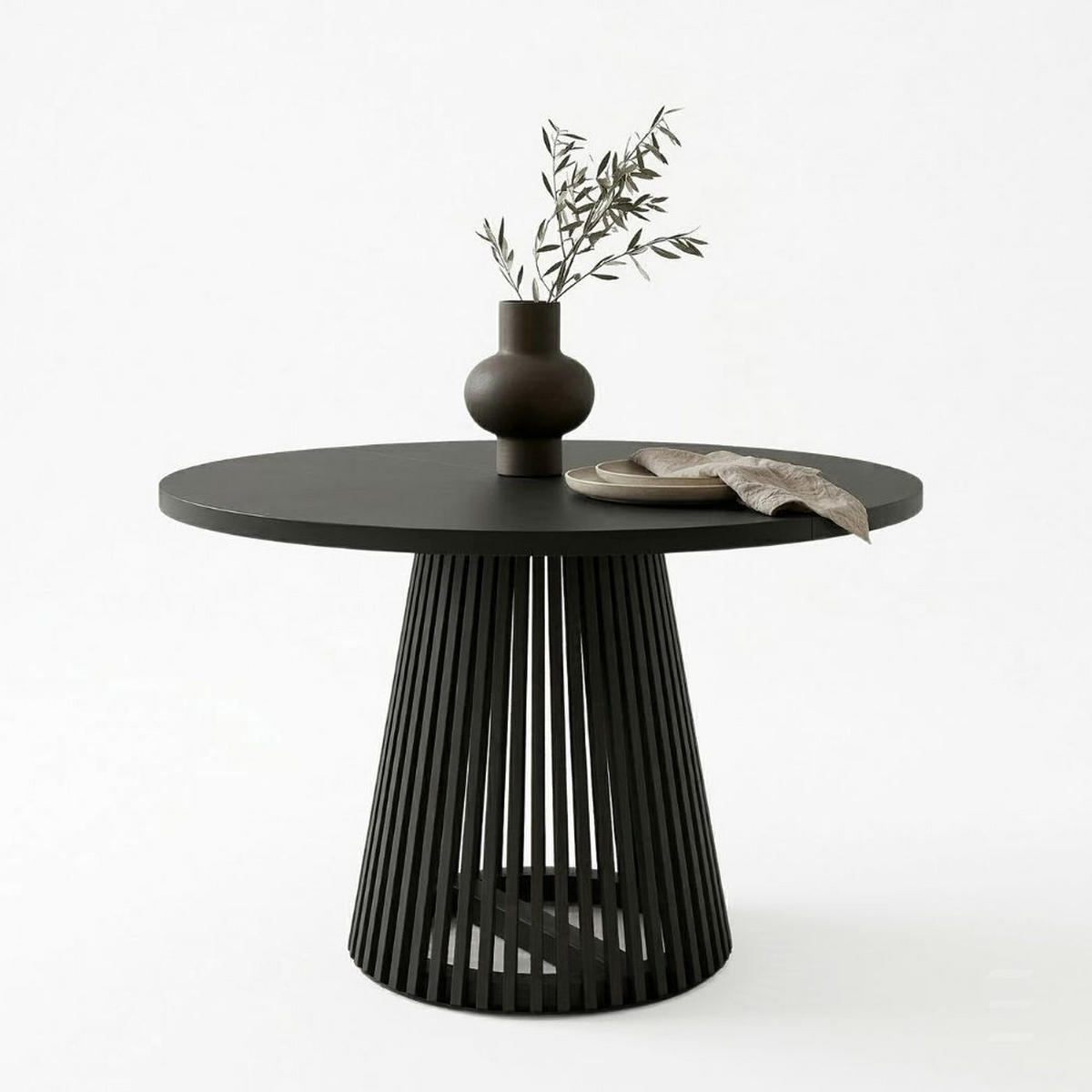 ESSTISCH runder ausziehbarer Tisch für Esszimmer DOVER 100 / 150 cm, Farbe: Schwarz - Schwarz, Holz (150/100/77cm) - Dekori_Interiors