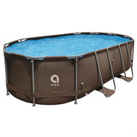 POOL Aufstellpool Framepool oval 427 x 275 x 100 cm braun ohne Filterpumpe - Braun, Kunststoff/Metall (275/100/427cm) - Avenli