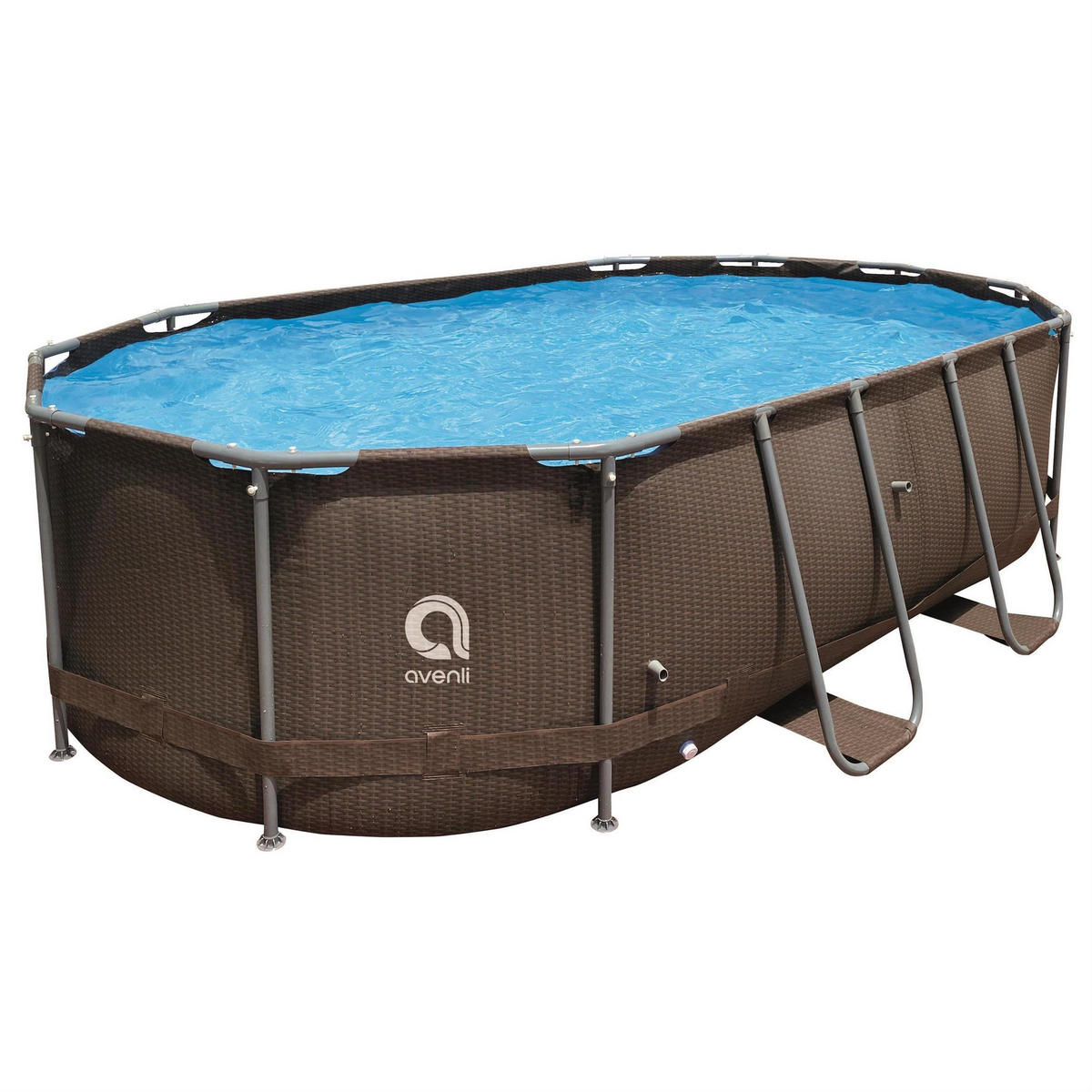 POOL Aufstellpool Framepool oval 427 x 275 x 100 cm braun ohne Filterpumpe - Braun, Kunststoff/Metall (275/100/427cm) - Avenli