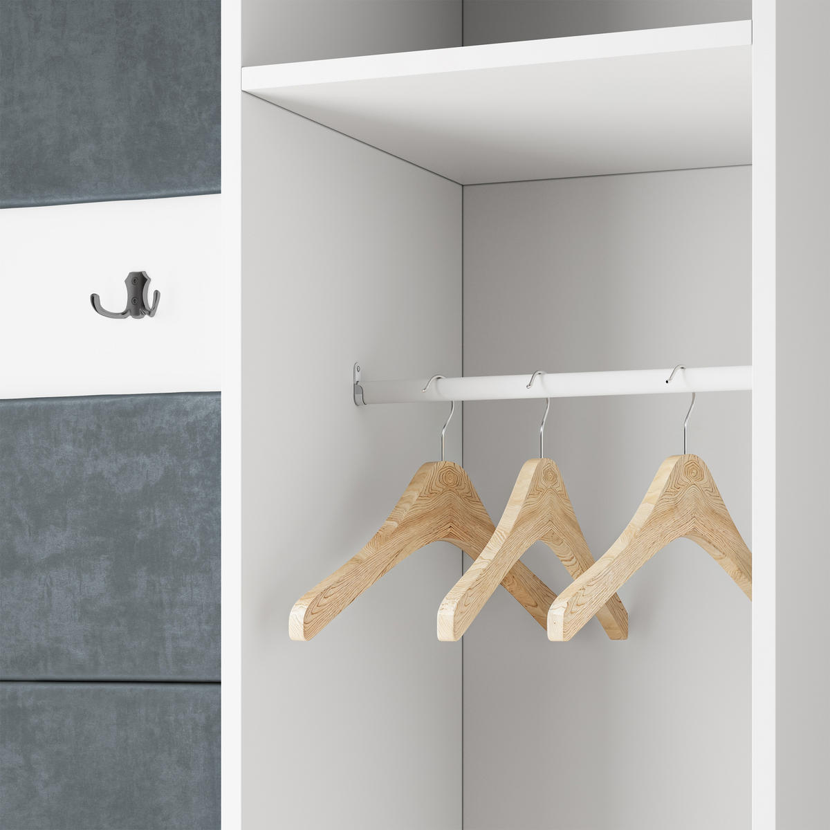 GARDEROBENSCHRANK VIRA 95/181/51 cm Modern Garderobe-Set Eiche Lefkas - Eichefarben/Schwarz, Holzwerkstoff (95/181/51cm) - MASSENO