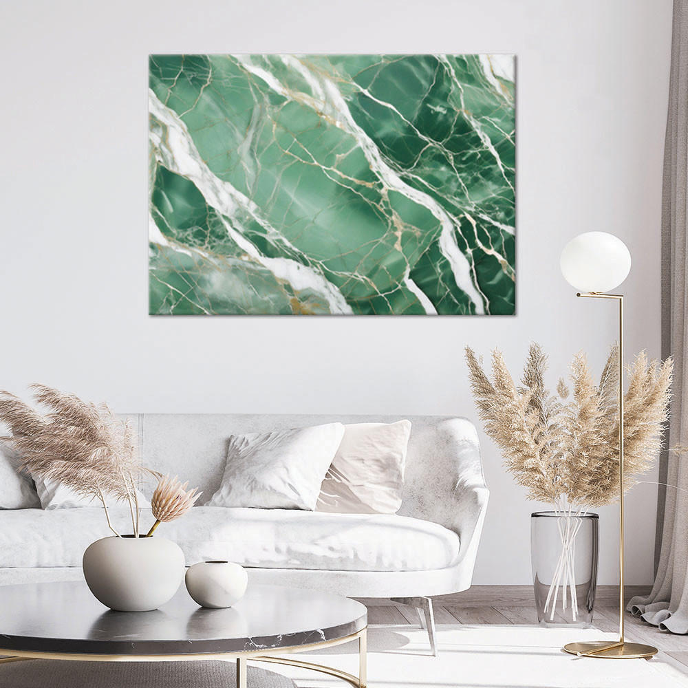 LEINWANDBILD Grüner Marmor mit goldenem Glamour-Stil 60x40cm - Grün, Textil (60/40cm) - Feeby