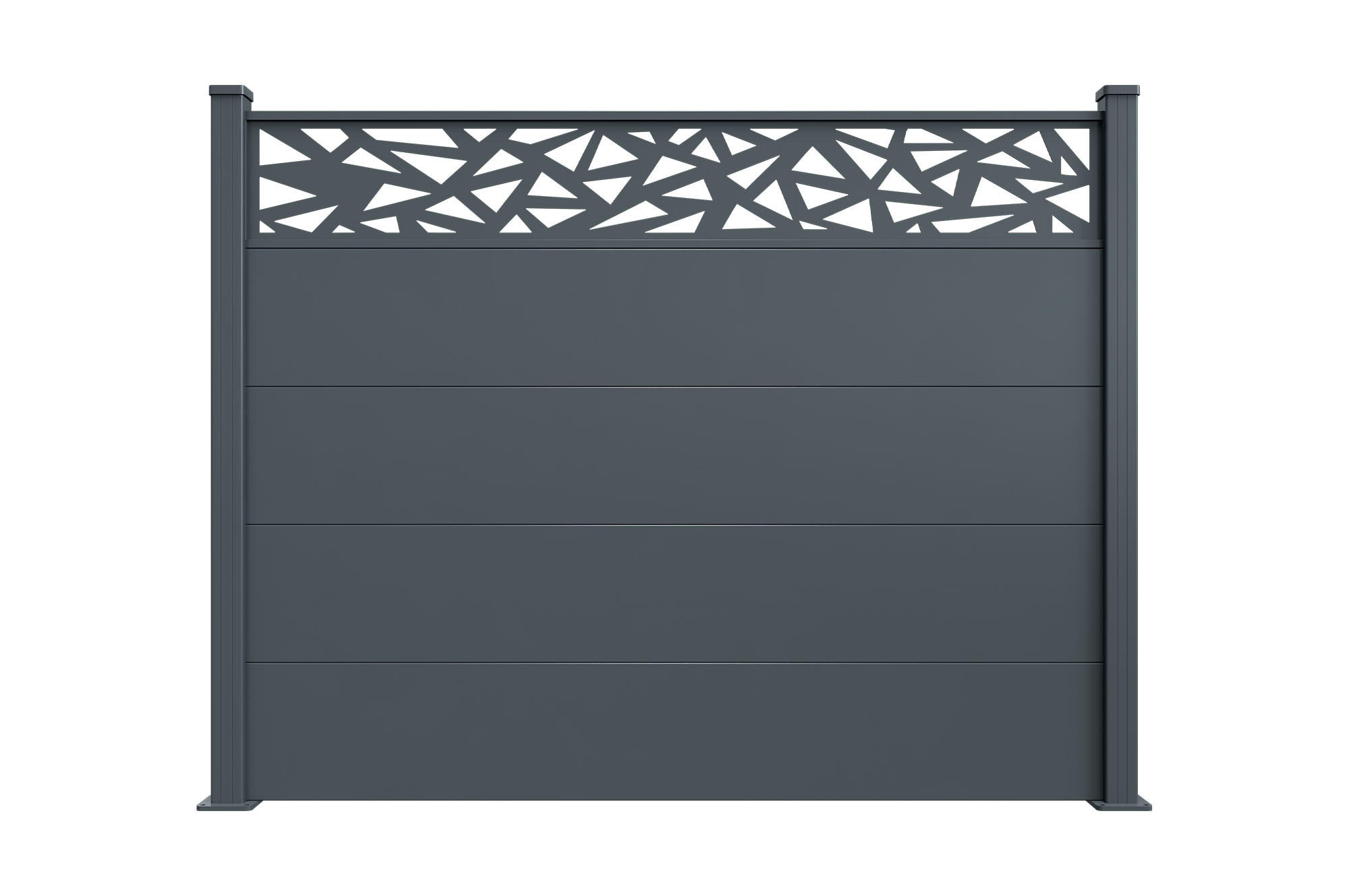 ALUMINIUMZAUN mit breiten Latten 4m H.150cm anthrazitgrau – geometrisches Muster von ALPIS RUIVO - Grau, Metall (400/150cm) - Sicaan