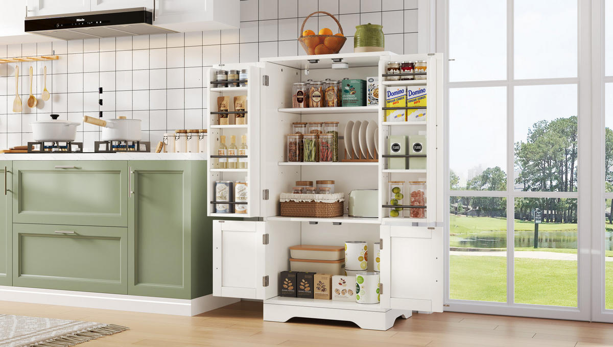 HOCHSCHRANK 4-türig mit LED-Sensorlicht, 3D-Wellenmuster aus MDF, 120/60/40 cm, Weiß - Weiß, Holzwerkstoff (60/120/40cm) - Redom