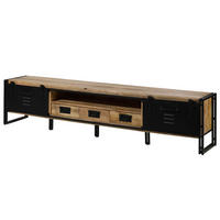 TV-BOARD Mango 260x45x55 natur klar lackiert / Metall schwarz BLACKBURN #553 - Naturfarben, Holz (45/55/260cm) - Massivmoebel24
