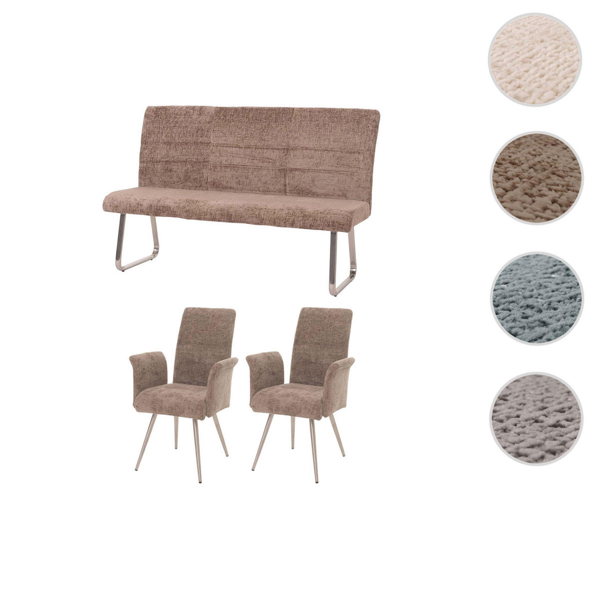 ESSZIMMER-SET Braun 3er-Set - Braun, Textil (160/100/65cm) - MCW