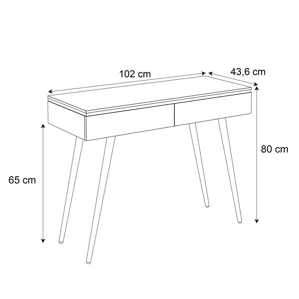 KONSOLENTISCH AURORA-S in Weiß hochglanz mit Schubladen - Weiß Hochglanz/Goldfarben, Holzwerkstoff/Metall (44/102/80cm) - Lookway