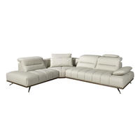 ECKSOFA Linksseitiges Ecksofa aus hellgrauem Leder 310/235/102 cm - Chromfarben/Hellgrau, Leder/Metall (310/235cm) - ANGEL CERDA