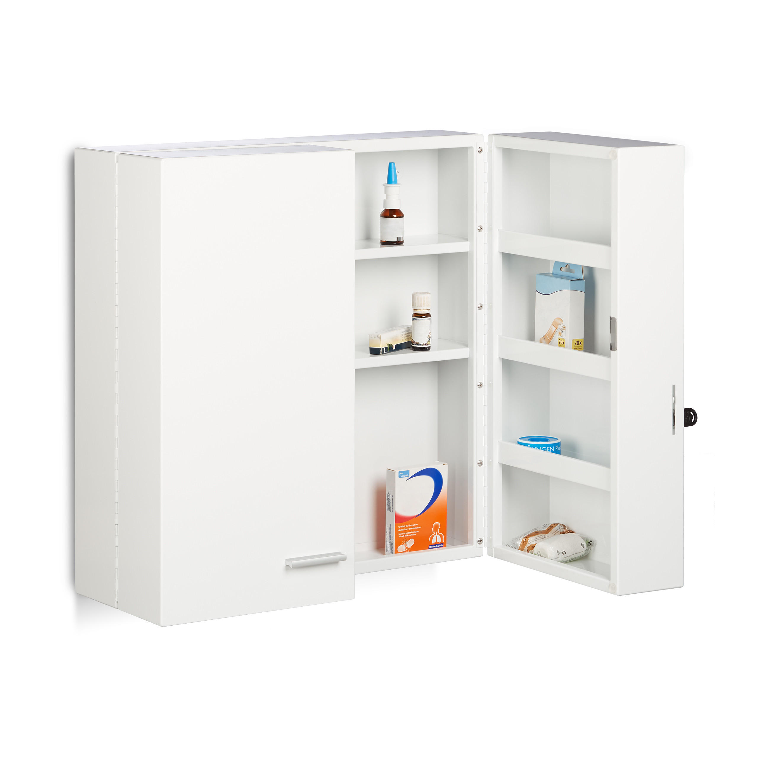 MEDIZINSCHRANK Premium - Weiß, Metall (53/53/20cm) - Relaxdays