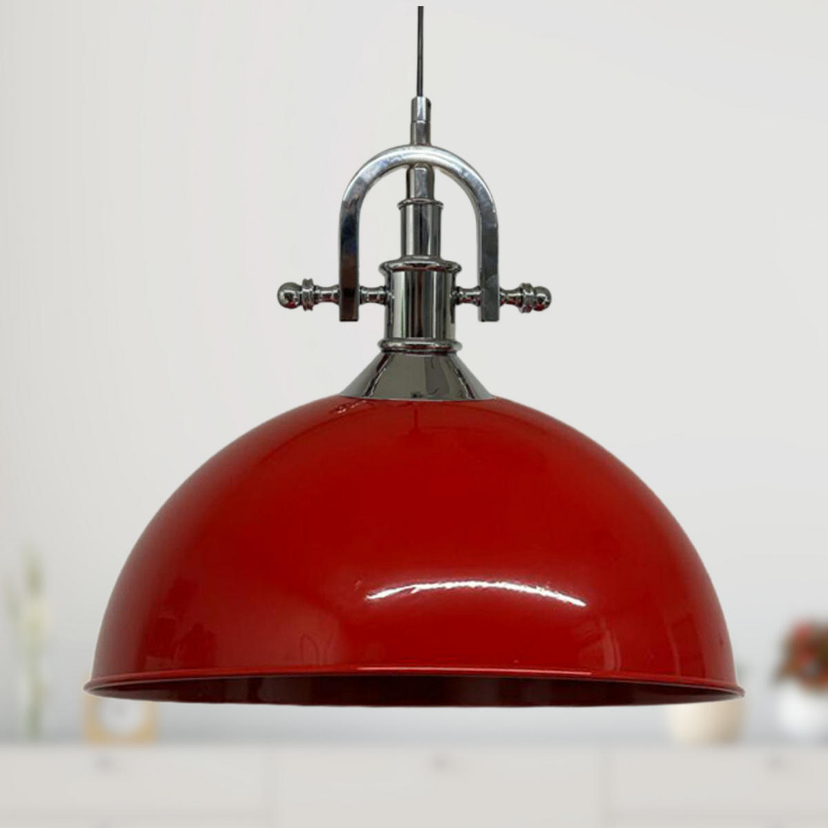 PENDELLEUCHTE Industrielle 30/20 cm - Silberfarben/Rot, Metall (30/20cm) - Bamyum