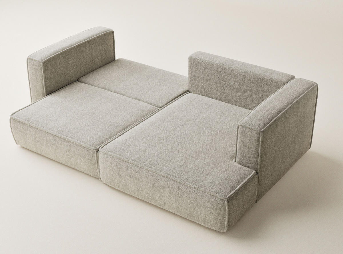 ECKSOFA MIT SCHLAFFUNKTION Velto Beige Chenille-Stoff - Beige/Schwarz, Holz/Holzwerkstoff (250/152cm) - Maison de Reve