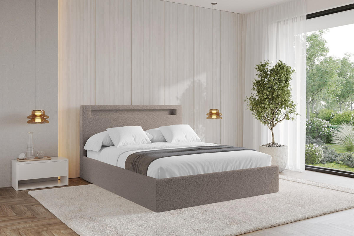 POLSTERBETT mit Bettkasten und Lattenrost, Boxbett ohne Matratze - GOLA 180x200 Braun - Braun, Holzwerkstoff/Textil (180/200cm) - ALTDECOR
