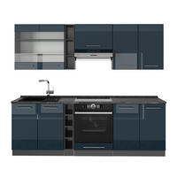 KUHINJSKA ENOTA Fame-Line Temno modra barva visokega sijaja/antracit 235 cm , DP Antracit - antracit/temno modra, leseni material (235/206.8/60cm) - Vicco