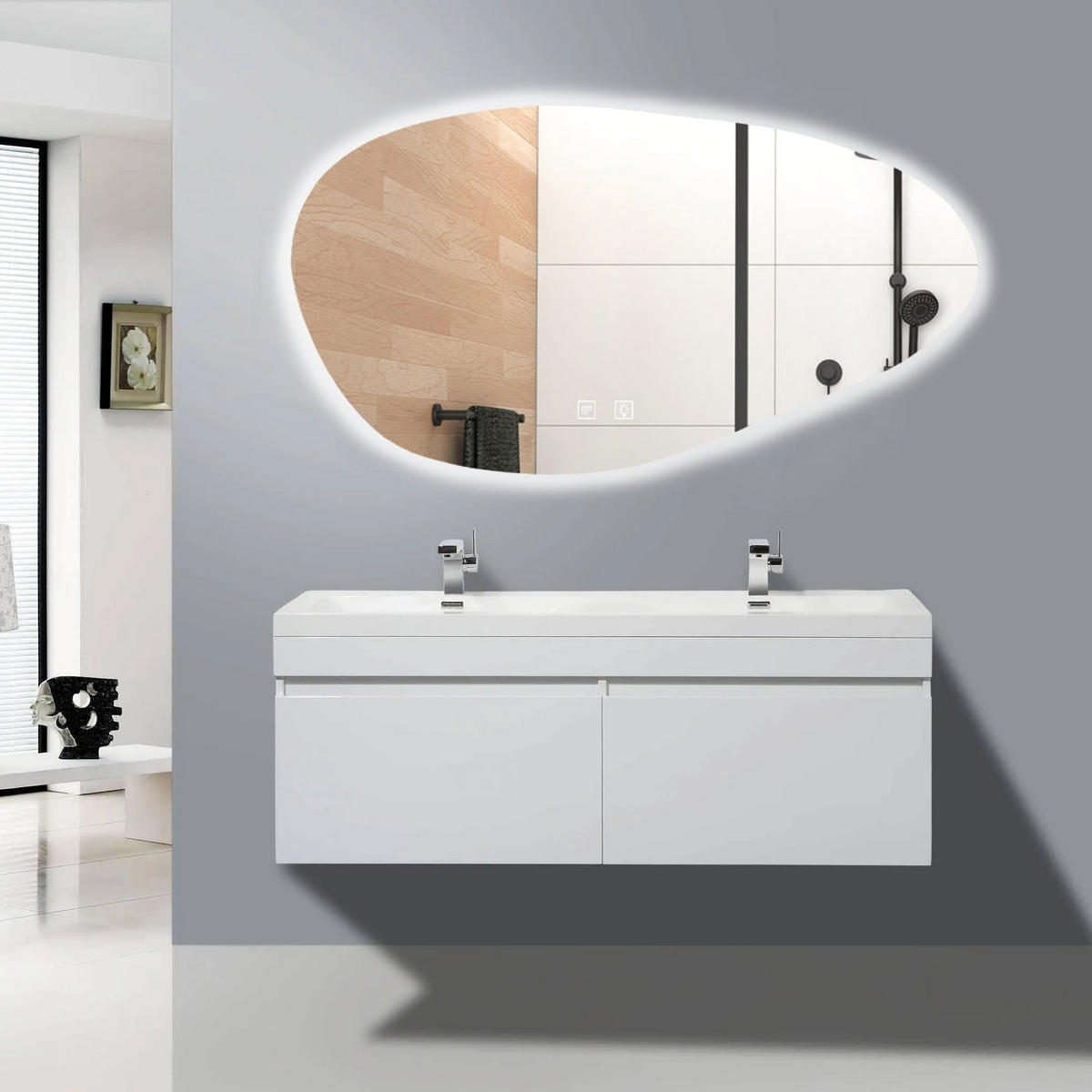 SPIEGEL Rea P11386 Led Cloud A 100x60cm - Grau, Glas (100/60/2.5cm) - REA
