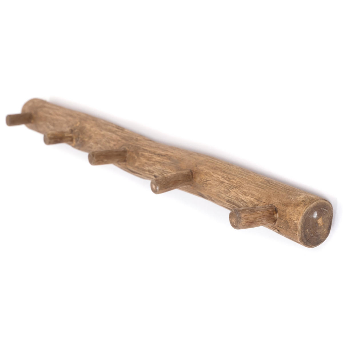 GARDEROBENLEISTE Lyra 80 Teak Massivholz, 5 Haken naturfarben - Naturfarben, Holz (80/6/5cm) - DESIGN DELIGHTS