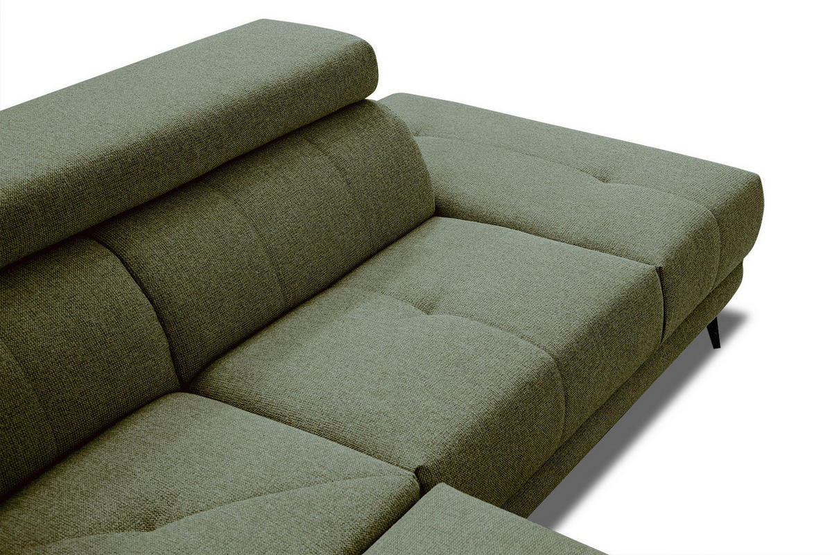 ECKSOFA MORELLO 5-Sitzer, olivgrün - Schwarz/Olivgrün, Holzwerkstoff/Textil (287/228cm) - Courtois Laville