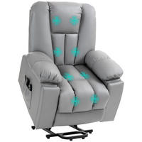 AUFSTEHSESSEL, 8 Massagepunkte, Fernbedienung, Mikrofaser, 94x96x106cm, Grau - Multicolor, Holzwerkstoff (94/106/96cm) - FORIOUS