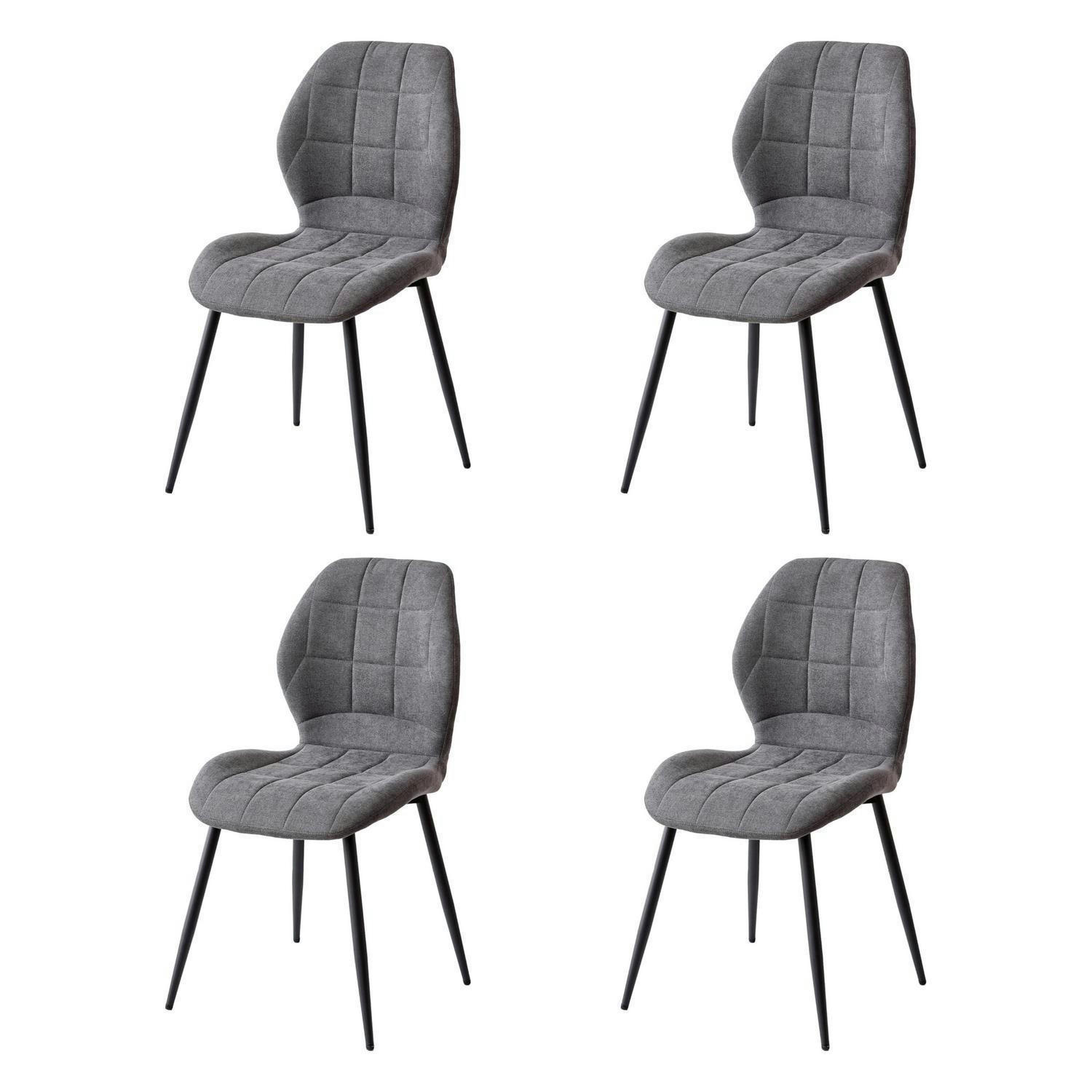 ESSZIMMERSTUHL 4-teiliges Set Stoff Grau Metallbeine - Grau, Textil (47.5/86/43cm)