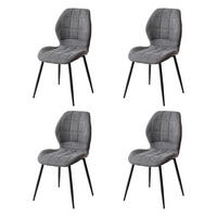 ESSZIMMERSTUHL 4-teiliges Set Stoff Grau Metallbeine - Grau, Textil (47.5/86/43cm)