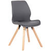 STUHL Lederlook grau - Eukalyptusholzfarben/Grau, Holz/Textil (49/87.5/58cm) - CLP