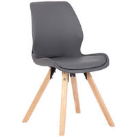STUHL Lederlook grau - Eukalyptusholzfarben/Grau, Holz/Textil (49/87.5/58cm) - CLP