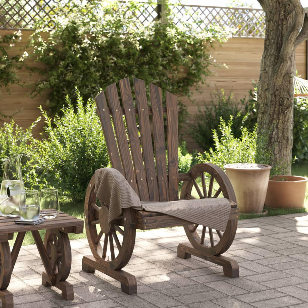 ADIRONDACK-GARTENSTUHL Massivholz Tanne - Braun, Holz (63/99/62cm) - vidaXL