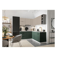 ECKKÜCHE 190 x 180 cm - Morvex KS9-G370 - in Grün / Beige - Beige/Schwarz, Holz/Holzwerkstoff (190/213/180cm) - ROYAL24_MARKT