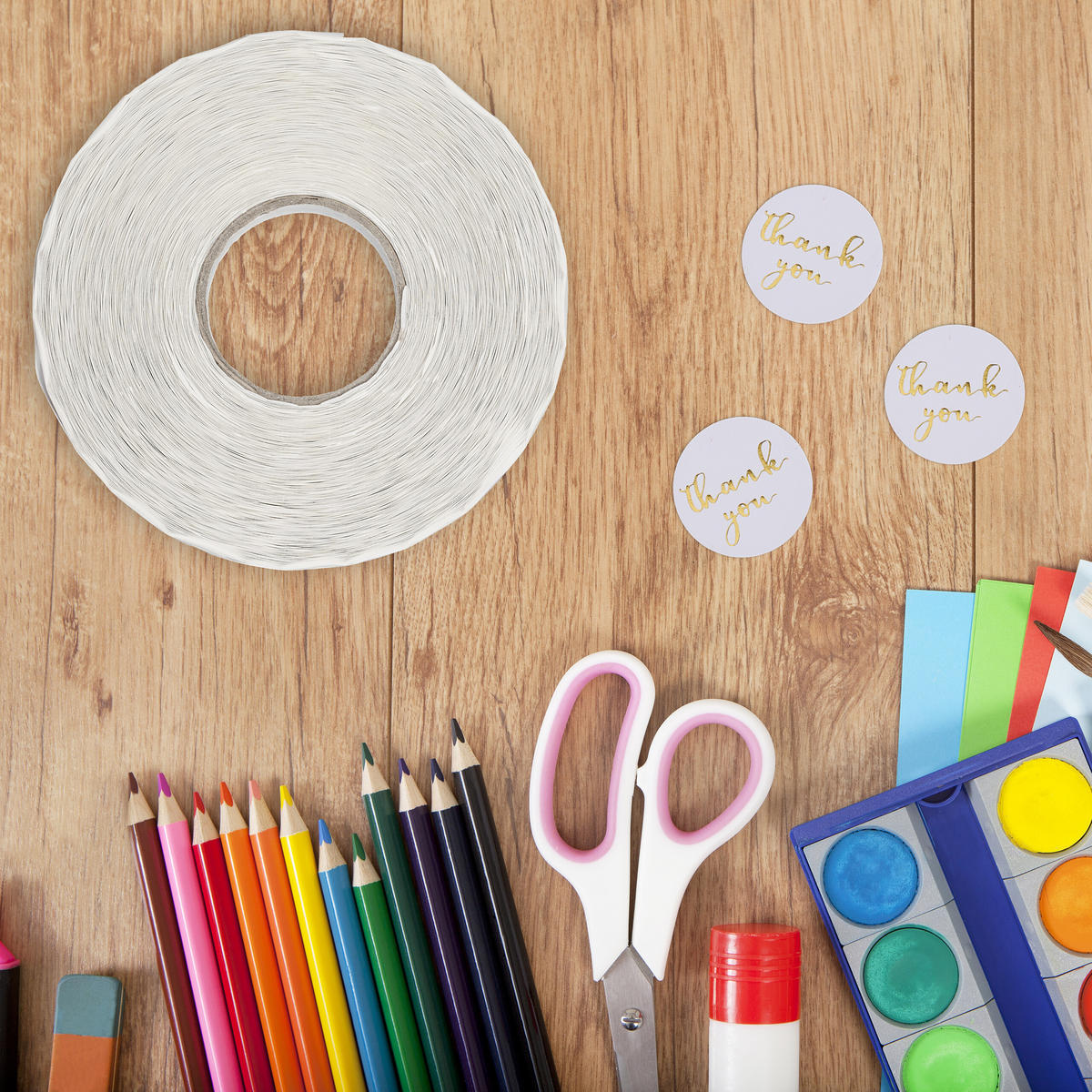 2500xDANKE-AUFKLEBER - Weiß, Papier/Kunststoff (11/3/11cm) - Relaxdays