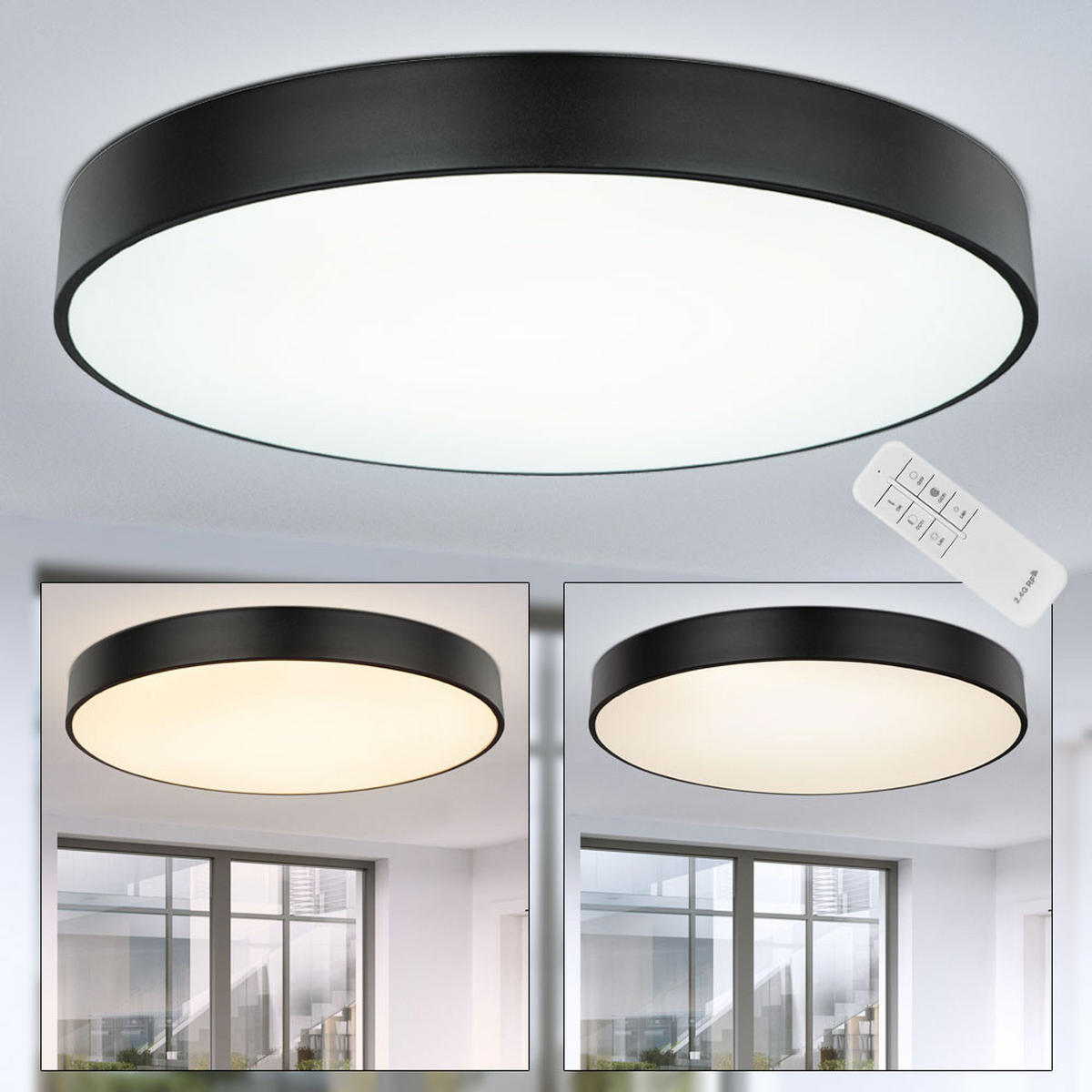 LED DECKENLEUCHTE WISS Schwarz - Schwarz, Metall (60/60/10.5cm) - Globo Lighting