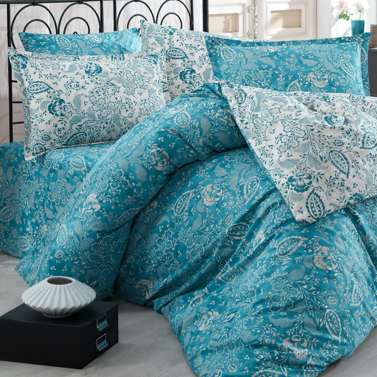 BETTWÄSCHE 6-teilig 220/240 cm YAPRAK - Blau, Textil (220/240cm) - ROLFNERS