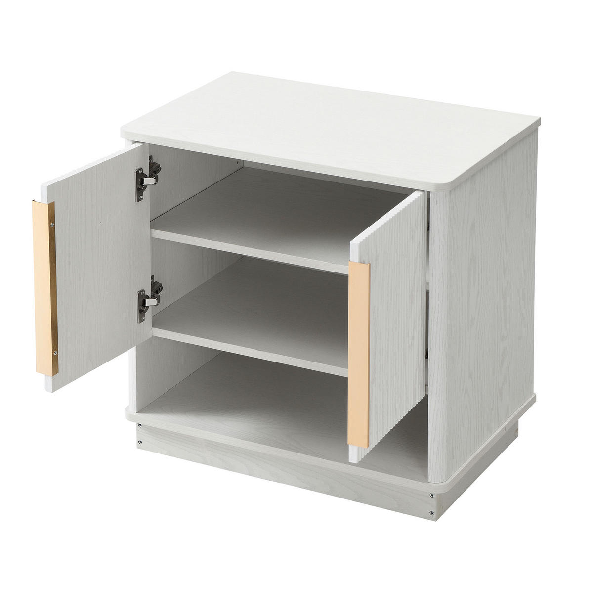 SCHUHSCHRANK 60/40/61 cm in Weiß mit 2 Türen und offenem Fach - Weiß, Holzwerkstoff (60/61/40cm) - Flora Grace