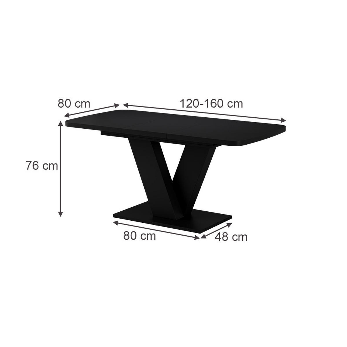 JEDÁLENSKÝ STÔL Fenaro čierna - čierna, kompozitné drevo (80/120/77.4cm) - Vicco